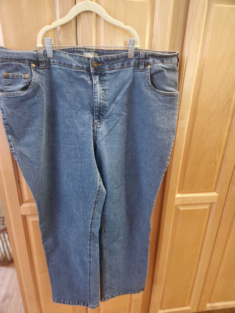 Woman Within Straight-Leg Blue Denim Jeans